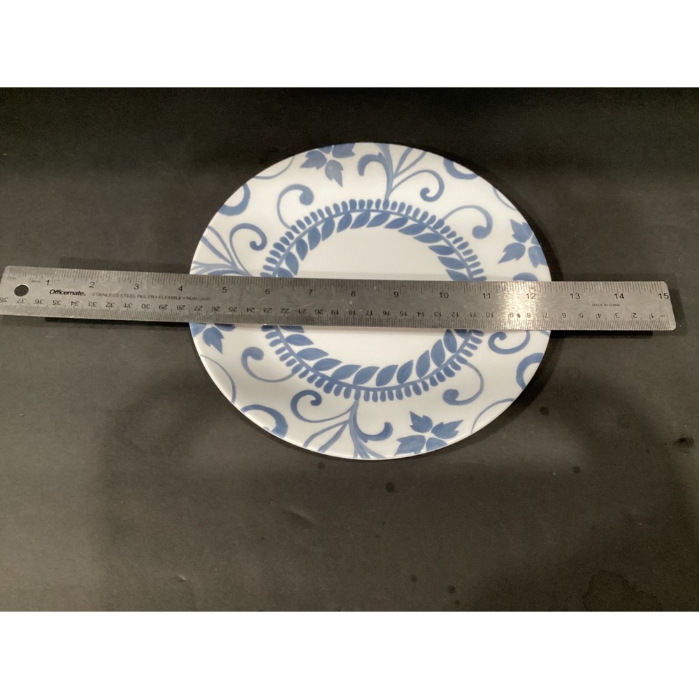 Corelle ARTEMIS Luncheon Plates 8.5" Pastel Blue Floral Deco Modern Lot of 4